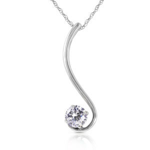 14K. SOLID GOLD NECKLACE WITH NATURAL 0.50 CT. DIAMOND (White Gold)